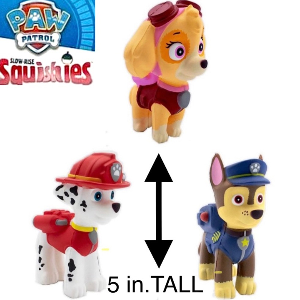 🆕 3 SET: 5" PAW PATROL SLOW RISE SQUISHIES ~ SKYE + MARSHALL + CHASE